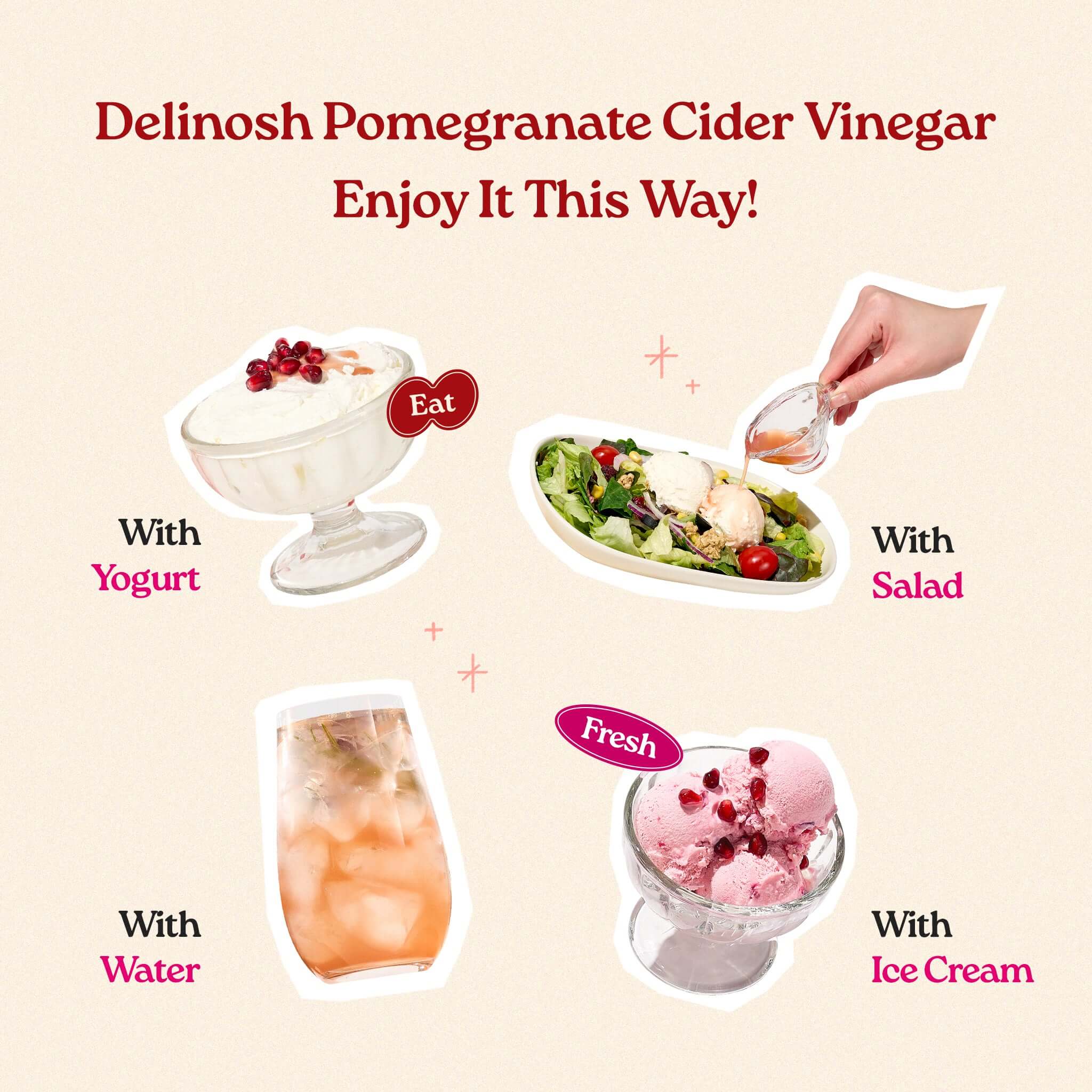Delinosh Pomegranate Cider Vinegar 2 Boxes A lighter habit, a purer vinegar. Raw, unfiltered pomegranate vinegar made from 12 whole fruits — smooth, tangy, and only 1 kcal. 100% raw & unfiltered Turkish pomegranate vinegar Zero sugar, only 1 kcal per stic