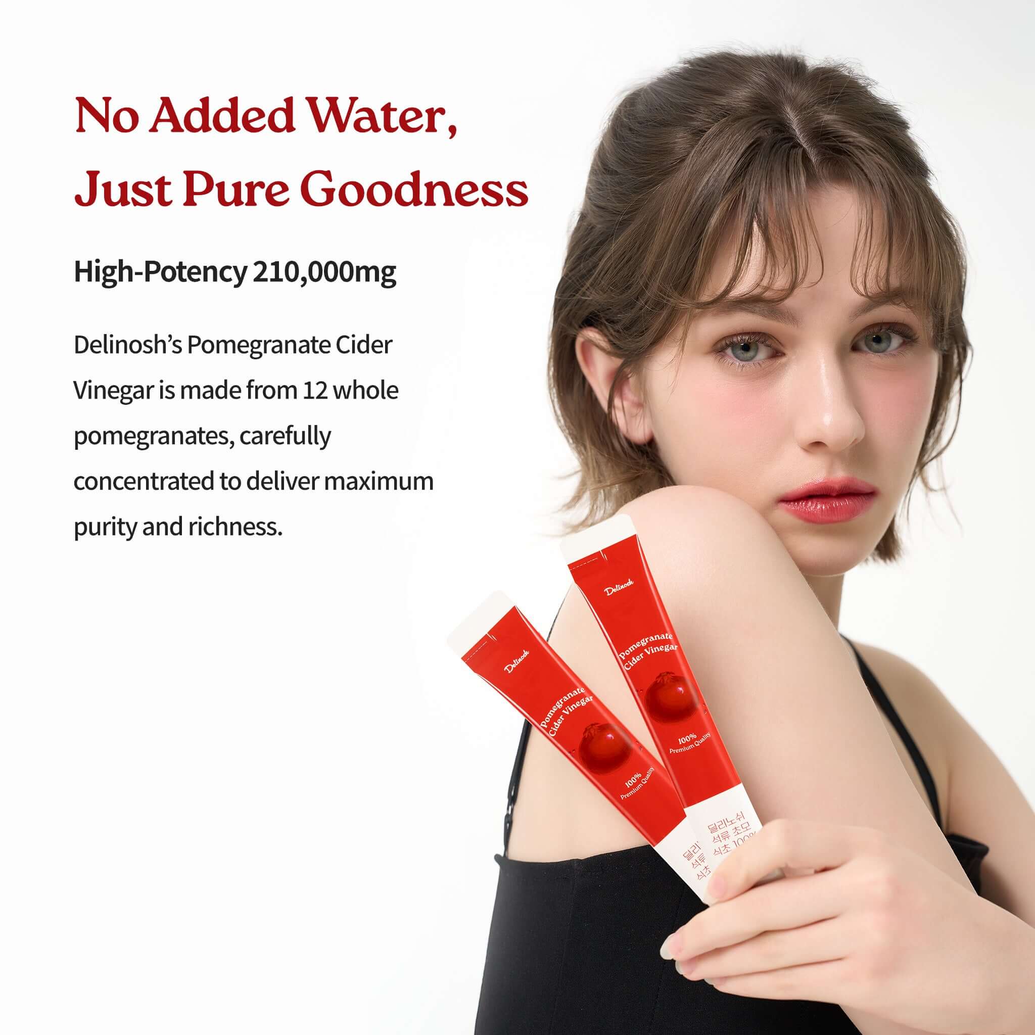 Delinosh Pomegranate Cider Vinegar 2 Boxes A lighter habit, a purer vinegar. Raw, unfiltered pomegranate vinegar made from 12 whole fruits — smooth, tangy, and only 1 kcal. 100% raw & unfiltered Turkish pomegranate vinegar Zero sugar, only 1 kcal per stic