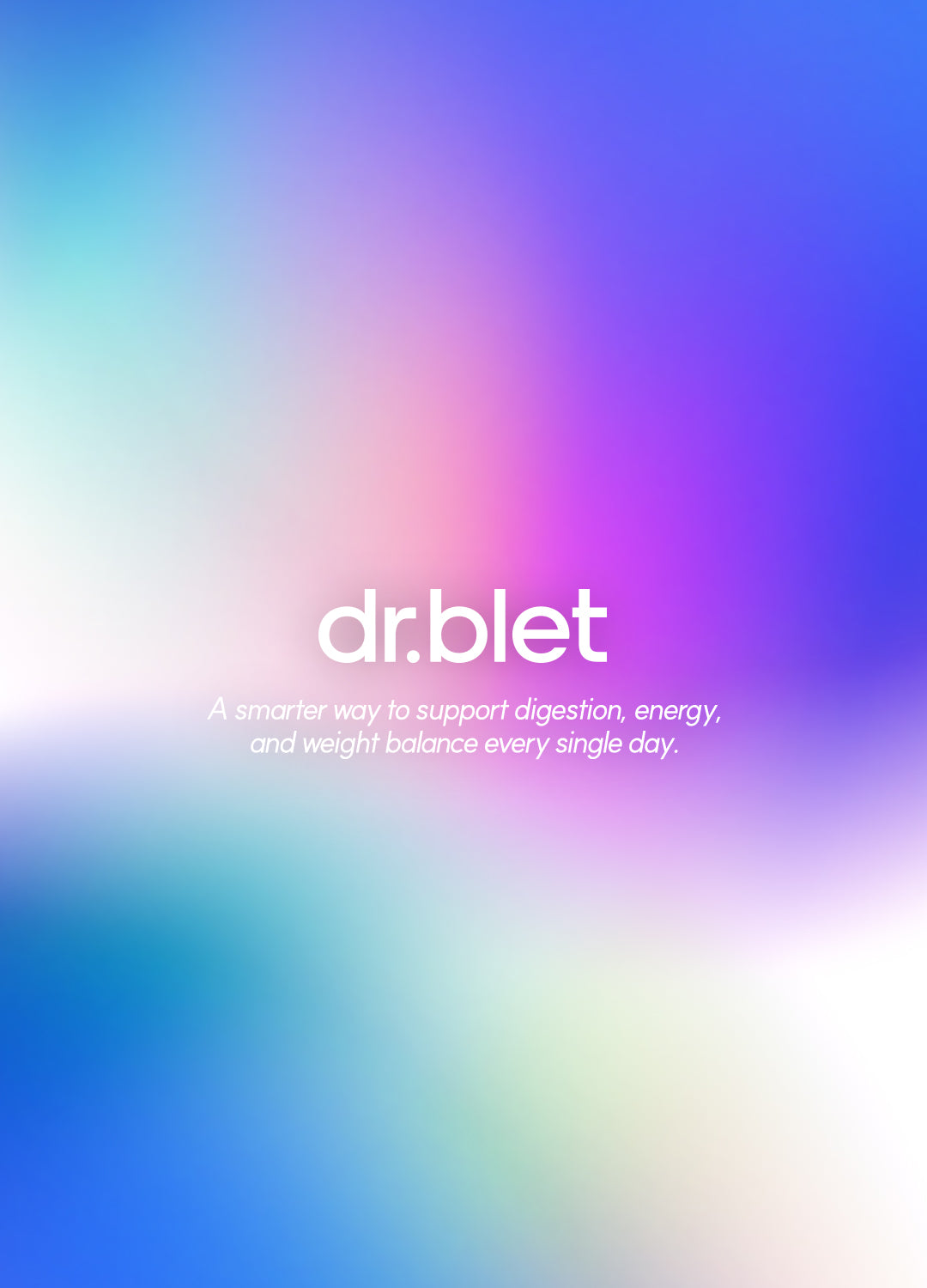 Gradient background with 'dr.blet' branding and product description