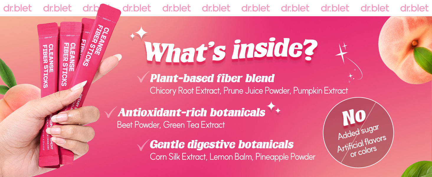 Product packaging with text detailing ingredients and benefits on a pink background