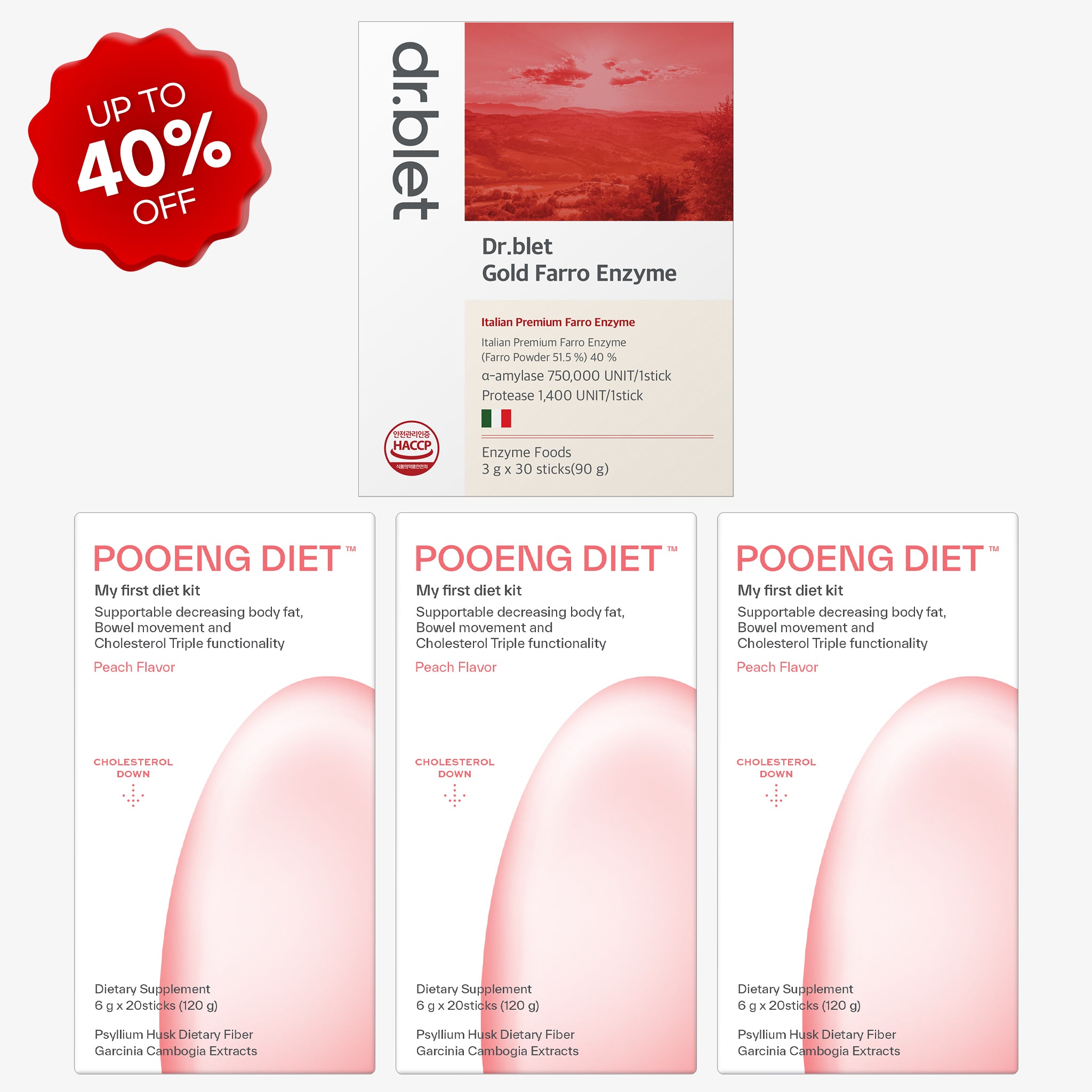 Pooeng Diet 3 Boxes + dr.blet Gold Faro Enzyme 1 Box