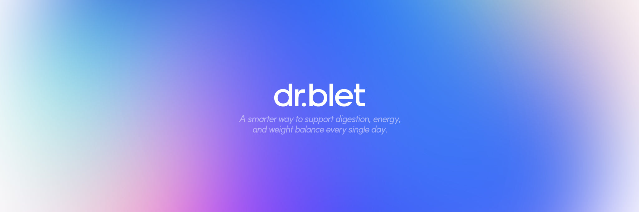 Gradient background with 'dr.blet' branding and tagline