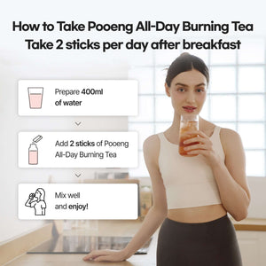 Pooeng Wild Burning 2 Boxes + Pooeng All-Day Burning Tea 1 Box - Pooeng Wild Burning - Burn smarter, before you even eat. Clinically backed Wild Mango formula to help reduce body fat — just one tablet before meals. Wild Mango extract for fat reduction sup