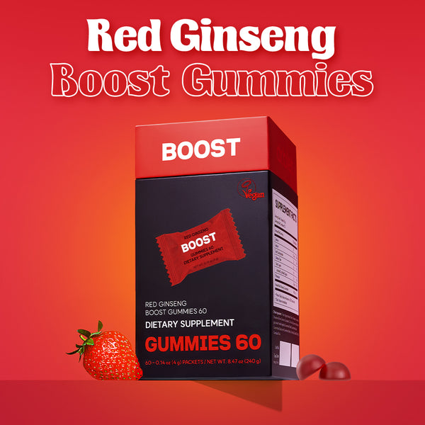 dr.blet red ginseng boost gummies 60 strawberry-flavored dietary supplement packaging
