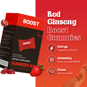 dr.blet red ginseng boost gummies 60 showing energy, immunity, and focus support features